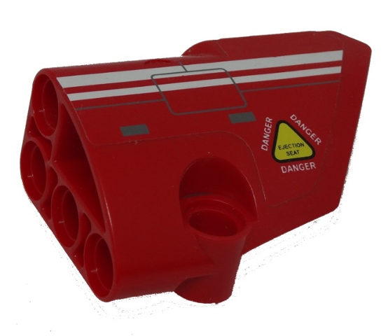 Technic, Panel Fairing # 2 Small Smooth Short, Side B with White Stripes, 'DANGER' and 'EJECTION SEAT' Pattern (Sticker) - Set 9394