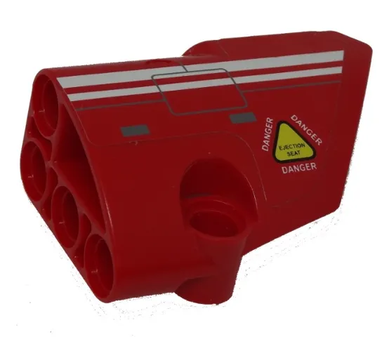 Technic, Panel Fairing # 2 Small Smooth Short, Side B with White Stripes, 'DANGER' and 'EJECTION SEAT' Pattern (Sticker) - Set 9394