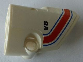 Technic, Panel Fairing # 2 Small Smooth Short, Side B with Blue, Red and White Stripes and 'V6' Pattern (Sticker) - Set 8071
