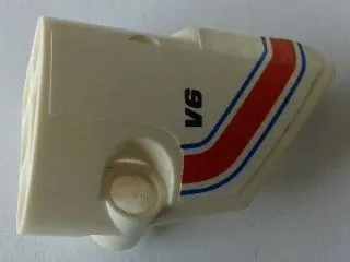 Technic, Panel Fairing # 2 Small Smooth Short, Side B with Blue, Red and White Stripes and 'V6' Pattern (Sticker) - Set 8071