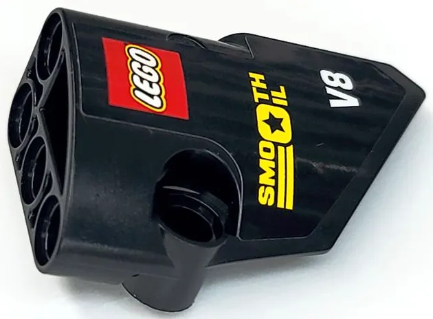 Technic, Panel Fairing # 2 Small Smooth Short, Side B with LEGO Logo, Yellow 'SMOOTH OIL', White 'V8' Pattern (Sticker) - Sets 8041 / 42041