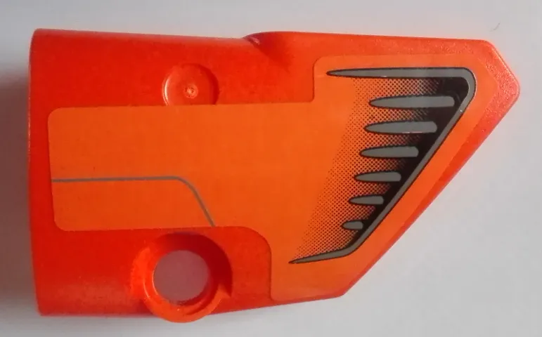 Technic, Panel Fairing # 2 Small Smooth Short, Side B with Black and Dark Bluish Gray Vents on Orange Background Pattern (Sticker) - Set 9398