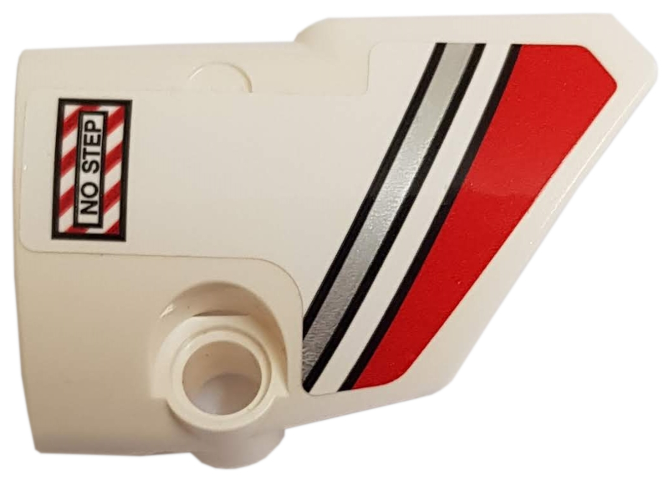 Technic, Panel Fairing # 2 Small Smooth Short, Side B with Red and Silver Stripes and 'NO STEP' Pattern (Sticker) - Set 42057