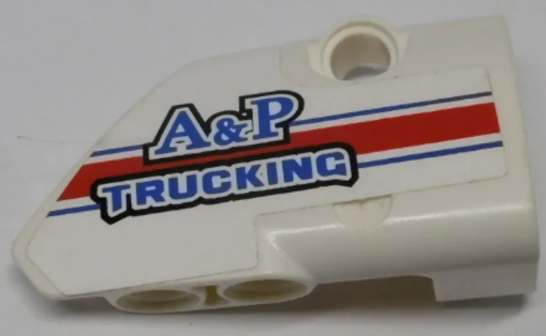 Technic, Panel Fairing # 2 Small Smooth Short, Side B with Blue, Red and White Stripes and 'A&P TRUCKING' Pattern (Sticker) - Set 8071