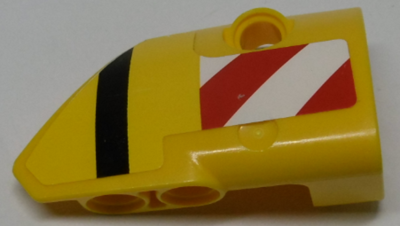 Technic, Panel Fairing # 2 Small Smooth Short, Side B with Red and White Warning Stripes, Black Stripe Pattern (Sticker) - Set 42009