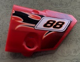 Technic, Panel Fairing # 2 Small Smooth Short, Side B with Black Number 88 and Flames Pattern (Sticker) - Set 8051