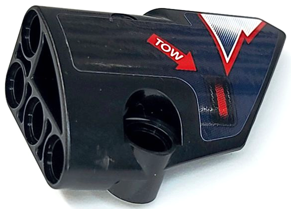 Technic, Panel Fairing # 2 Small Smooth Short, Side B with White 'TOW' on Red Arrow, Red and White Lightning Stripes Pattern (Sticker) - Set 42109