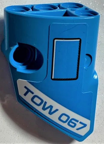 Technic, Panel Fairing # 2 Small Smooth Short, Side B with 'TOW 067' and Black Outlined Rectangle Pattern (Sticker) - Set 42070