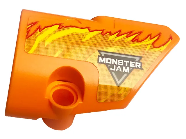 Technic, Panel Fairing # 2 Small Smooth Short, Side B with Logo 'MONSTER JAM' and Yellow Flames Pattern (Sticker) - Set 42135