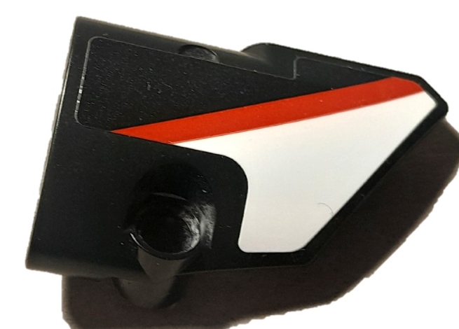 Technic, Panel Fairing # 2 Small Smooth Short, Side B with Red Stripe on White Background Pattern (Sticker) - Set 42137