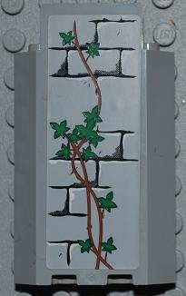 Panel 3 x 3 x 6 Corner Wall without Bottom Indentations with Bricks Pattern and Ivy Trunks with 12 Leaves Pattern (Sticker) - Sets 7946 / 7948
