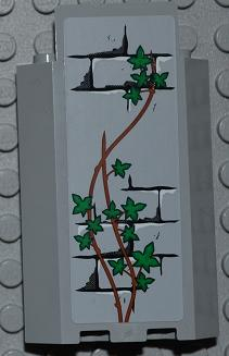 Panel 3 x 3 x 6 Corner Wall without Bottom Indentations with Bricks Pattern and Ivy Trunks with 14 Leaves Pattern (Sticker) - Set 7948