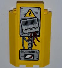 Panel 3 x 3 x 6 Corner Wall without Bottom Indentations with 'GENERATOR', Cables, 'DANGER' and Gauge Pattern (Sticker) - Set 5887