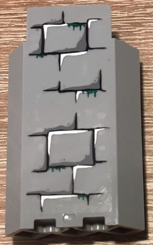 Panel 3 x 3 x 6 Corner Wall without Bottom Indentations with Bricks with Dark Green Moss Pointing Down Pattern 2 (Sticker) - Set 4738