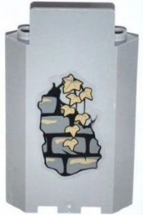 Panel 3 x 3 x 6 Corner Wall without Bottom Indentations with Bricks and 7 Dark Tan Ivy Leaves Pattern (Sticker) - Set 9468