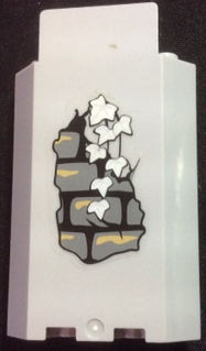 Panel 3 x 3 x 6 Corner Wall without Bottom Indentations with Bricks and 7 White Ivy Leaves, Glow in the Dark Pattern (Sticker) - Set 9468