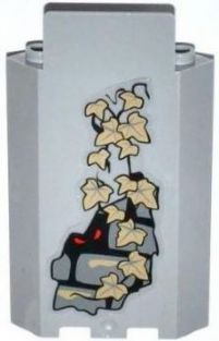 Panel 3 x 3 x 6 Corner Wall without Bottom Indentations with Bricks, 13 Dark Tan Ivy Leaves and Red Eyes Pattern (Sticker) - Set 9468