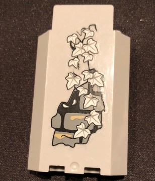 Panel 3 x 3 x 6 Corner Wall without Bottom Indentations with Bricks, 13 White Ivy Leaves and White Eyes Pattern, Glow in the Dark (Sticker) - Set 9468