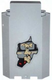 Panel 3 x 3 x 6 Corner Wall without Bottom Indentations with Bricks, 4 Dark Tan Ivy Leaves and Red Eyes Pattern (Sticker) - Set 9468