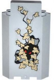 Panel 3 x 3 x 6 Corner Wall without Bottom Indentations with Bricks, 22 Dark Tan Ivy Leaves and Red Eyes Pattern (Sticker) - Set 9468