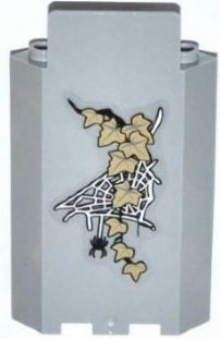 Panel 3 x 3 x 6 Corner Wall without Bottom Indentations with 9 Dark Tan Ivy Leaves, Spider and Web Pattern (Sticker) - Set 9468