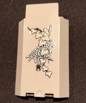 Panel 3 x 3 x 6 Corner Wall without Bottom Indentations with 9 White Ivy Leaves, Spider and Web Pattern, Glow in the Dark (Sticker) - Set 9468