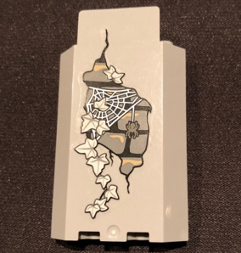 Panel 3 x 3 x 6 Corner Wall without Bottom Indentations with Bricks, 11 White Ivy Leaves, Spider and Web Pattern, Glow in the Dark (Sticker) - Set 9468