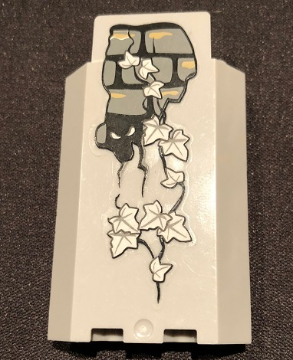 Panel 3 x 3 x 6 Corner Wall without Bottom Indentations with Bricks, 11 White Ivy Leaves and White Eyes Looking Right Pattern, Glow in the Dark (Sticker) - Set 9468