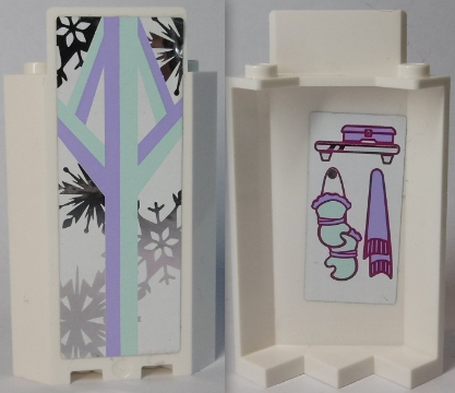Panel 3 x 3 x 6 Corner Wall without Bottom Indentations with Snowflakes on Outside and Scarf and Gloves on Inside Pattern (Stickers) - Set 41062