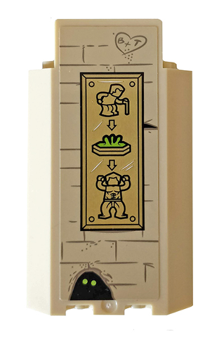 Panel 3 x 3 x 6 Corner Wall without Bottom Indentations with Brick Wall with Heart and Fountain of Youth Plaque Pattern (Sticker) - Set 76056