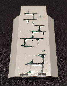 Panel 3 x 3 x 6 Corner Wall without Bottom Indentations with Bricks with Dark Green Moss Pattern 1 (Sticker) - Set 9474