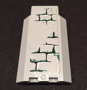 Panel 3 x 3 x 6 Corner Wall without Bottom Indentations with Bricks with Dark Green Moss Pattern 4 (Sticker) - Set 9474