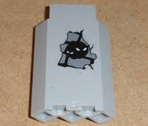 Panel 3 x 3 x 6 Corner Wall without Bottom Indentations with Bricks and White Eyes, Glow in the Dark Pattern (Sticker) - Set 9468