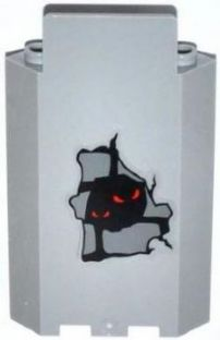 Panel 3 x 3 x 6 Corner Wall without Bottom Indentations with Bricks and Red Eyes Pattern (Sticker) - Set 9468