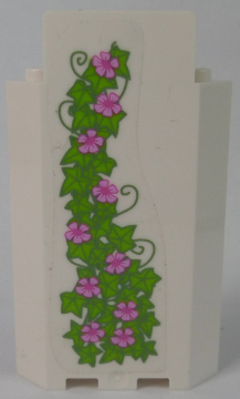 Panel 3 x 3 x 6 Corner Wall without Bottom Indentations with Ivy Trunks with 10 Magenta Flowers Pattern 1 (Sticker) - Set 41055
