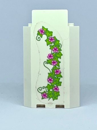 Panel 3 x 3 x 6 Corner Wall without Bottom Indentations with Ivy Trunks with 9 Magenta Flowers Pattern 1 (Sticker) - Set 41055