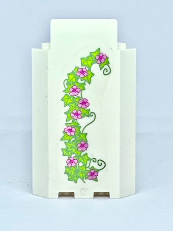 Panel 3 x 3 x 6 Corner Wall without Bottom Indentations with Ivy Trunks with 9 Magenta Flowers Pattern 2 (Sticker) - Set 41055