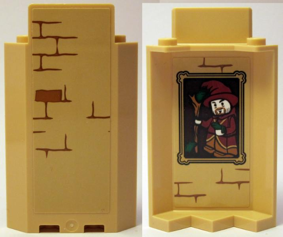 Panel 3 x 3 x 6 Corner Wall without Bottom Indentations with Bricks Type 1 Outside and Portrait of Wizard Type 1 Inside Pattern (Stickers) - Set 75953