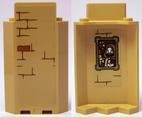 Panel 3 x 3 x 6 Corner Wall without Bottom Indentations with Bricks Type 1 Outside and Portrait of Man with Dog Inside Pattern (Stickers) - Set 75953