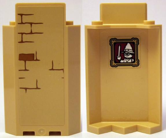 Panel 3 x 3 x 6 Corner Wall without Bottom Indentations with Bricks Type 1 Outside and Portrait of Wizard Type 2 Inside Pattern (Stickers) - Set 75953