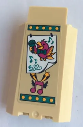 Panel 3 x 3 x 6 Corner Wall without Bottom Indentations with Bird on Poster, Music Notes and Stars Pattern (Sticker) - Set 41334