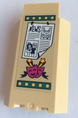 Panel 3 x 3 x 6 Corner Wall without Bottom Indentations with News Poster, Tragedy/Comedy Theater Masks and Stars Pattern (Sticker) - Set 41334