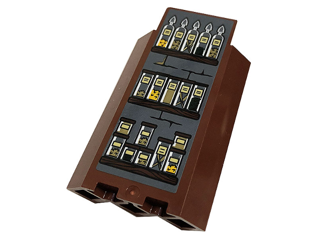 Panel 3 x 3 x 6 Corner Wall without Bottom Indentations with Wooden Shelves, Bottles and Jars Pattern (Sticker) - Set 76383