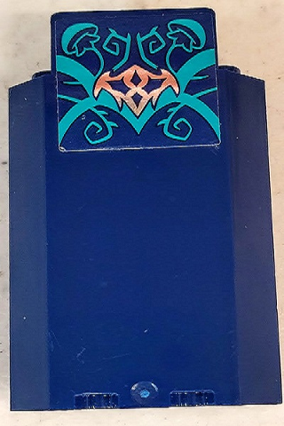 Panel 3 x 3 x 6 Corner Wall without Bottom Indentations with Dark Turquoise and Silver Elves Scrollwork Pattern (Sticker) - Set 41194