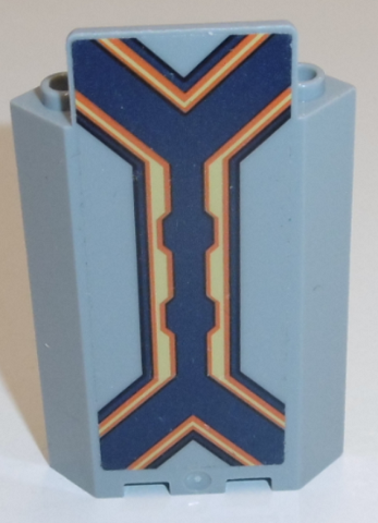 Panel 3 x 3 x 6 Corner Wall without Bottom Indentations with Dark Blue Stripe with Orange and Yellow Lines Pattern (Sticker) - Set 70357