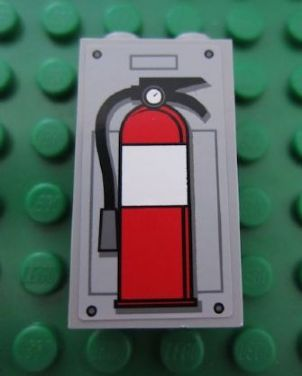 Panel 1 x 2 x 3 with Side Supports - Hollow Studs with Fire Extinguisher Pattern (Sticker) - Set 7596