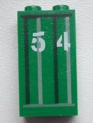 Panel 1 x 2 x 3 with Side Supports - Hollow Studs with '54' and Black and Light Gray Vertical Stripes Pattern (Sticker) - Set 9486