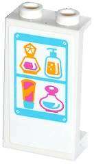 Panel 1 x 2 x 3 with Side Supports - Hollow Studs with Perfume Bottles on Medium Azure Shelves Pattern (Sticker) - Set 41100