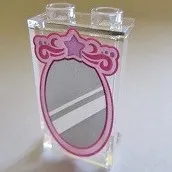 Panel 1 x 2 x 3 with Side Supports - Hollow Studs with Pink Outline Mirror Pattern (10723)