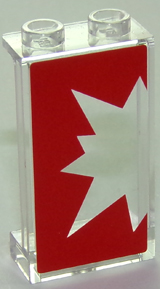 Panel 1 x 2 x 3 with Side Supports - Hollow Studs with Red Starburst Explosion Left Half on Transparent Background Pattern (Sticker) - Set 41235